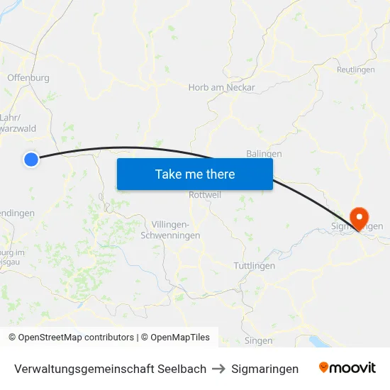 Verwaltungsgemeinschaft Seelbach to Sigmaringen map