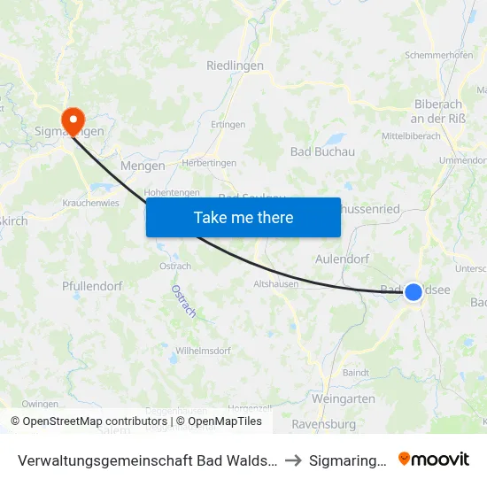 Verwaltungsgemeinschaft Bad Waldsee to Sigmaringen map