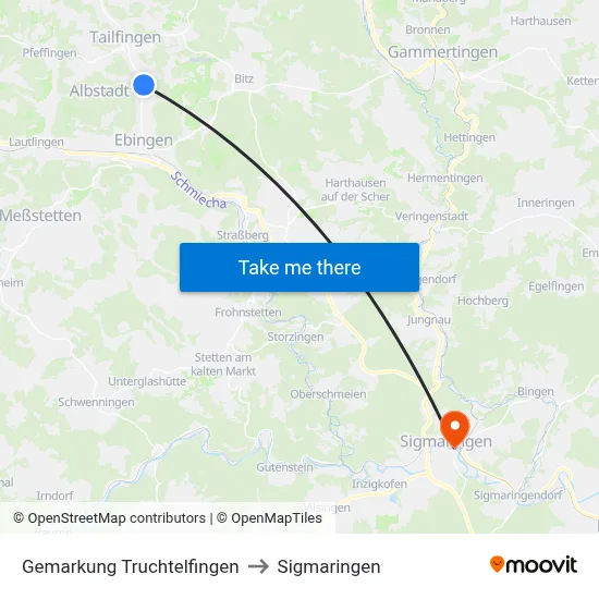 Gemarkung Truchtelfingen to Sigmaringen map