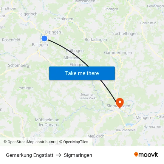 Gemarkung Engstlatt to Sigmaringen map