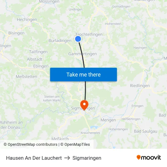 Hausen An Der Lauchert to Sigmaringen map