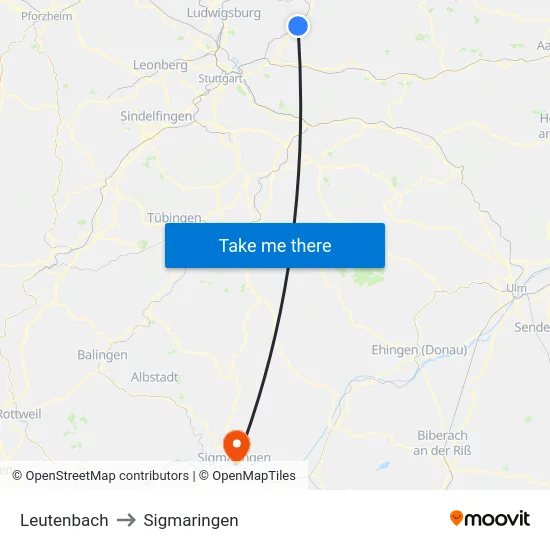 Leutenbach to Sigmaringen map