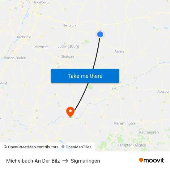Michelbach An Der Bilz to Sigmaringen map