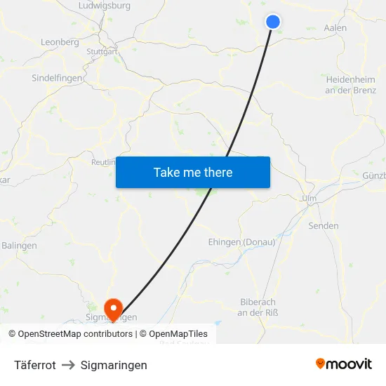 Täferrot to Sigmaringen map