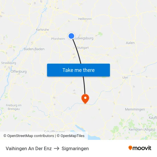 Vaihingen An Der Enz to Sigmaringen map
