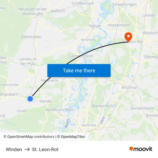 Winden to St. Leon-Rot map