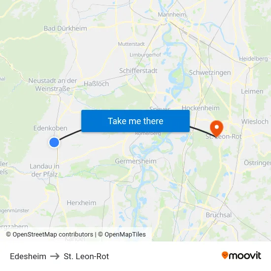 Edesheim to St. Leon-Rot map
