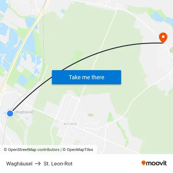 Waghäusel to St. Leon-Rot map