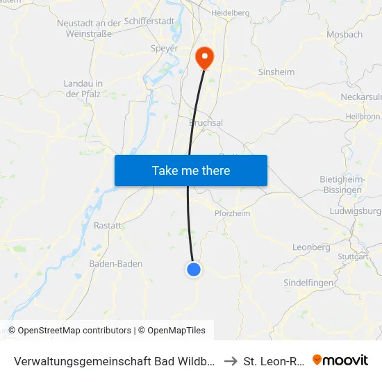 Verwaltungsgemeinschaft Bad Wildbad to St. Leon-Rot map