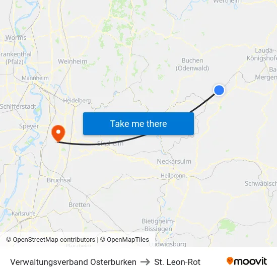 Verwaltungsverband Osterburken to St. Leon-Rot map