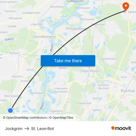 Jockgrim to St. Leon-Rot map