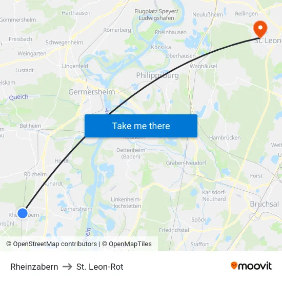 Rheinzabern to St. Leon-Rot map