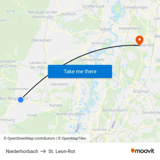 Niederhorbach to St. Leon-Rot map