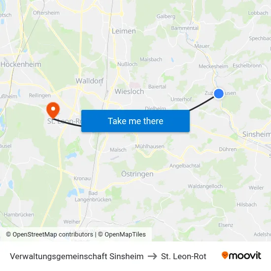 Verwaltungsgemeinschaft Sinsheim to St. Leon-Rot map