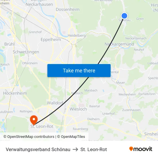 Verwaltungsverband Schönau to St. Leon-Rot map