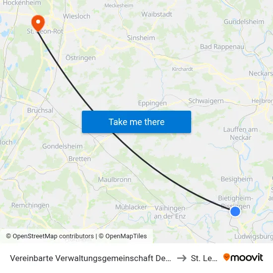 Vereinbarte Verwaltungsgemeinschaft Der Stadt Bietigheim-Bissingen to St. Leon-Rot map