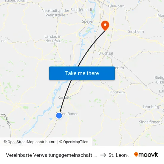 Vereinbarte Verwaltungsgemeinschaft Sinzheim to St. Leon-Rot map