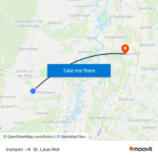 Insheim to St. Leon-Rot map