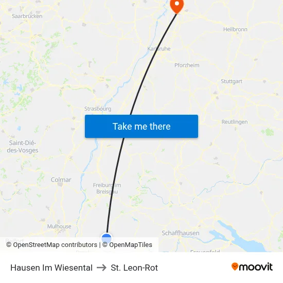 Hausen Im Wiesental to St. Leon-Rot map