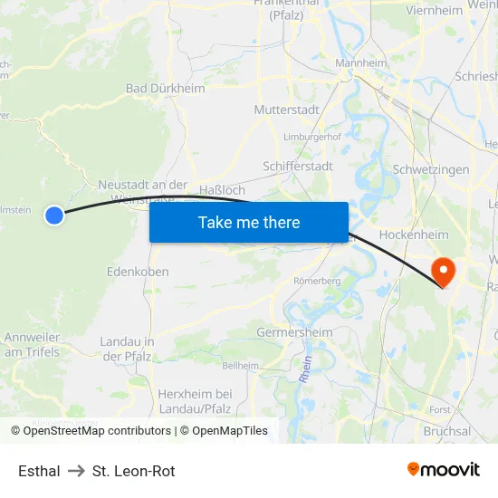 Esthal to St. Leon-Rot map