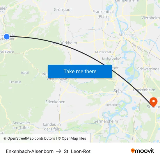 Enkenbach-Alsenborn to St. Leon-Rot map