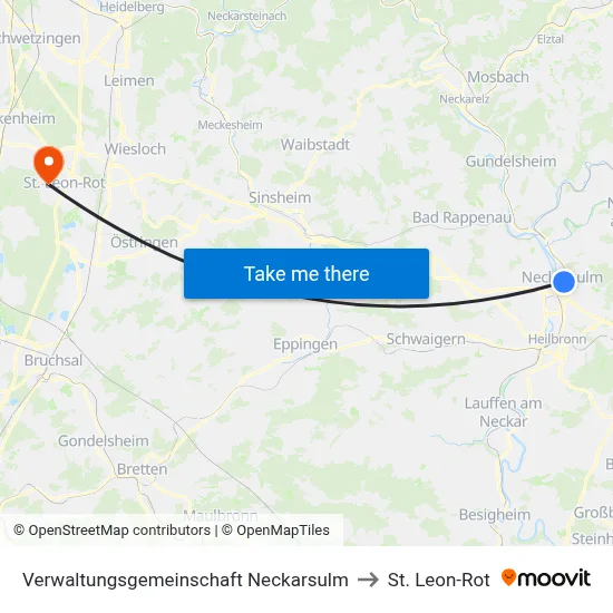 Verwaltungsgemeinschaft Neckarsulm to St. Leon-Rot map