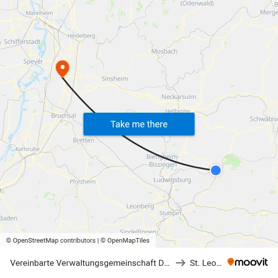 Vereinbarte Verwaltungsgemeinschaft Der Stadt Backnang to St. Leon-Rot map