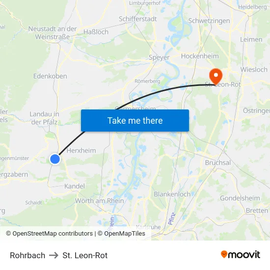Rohrbach to St. Leon-Rot map