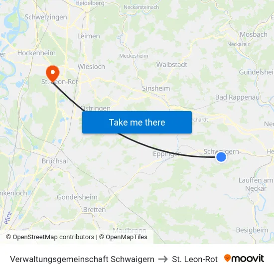 Verwaltungsgemeinschaft Schwaigern to St. Leon-Rot map