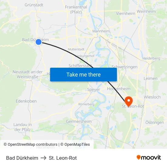 Bad Dürkheim to St. Leon-Rot map