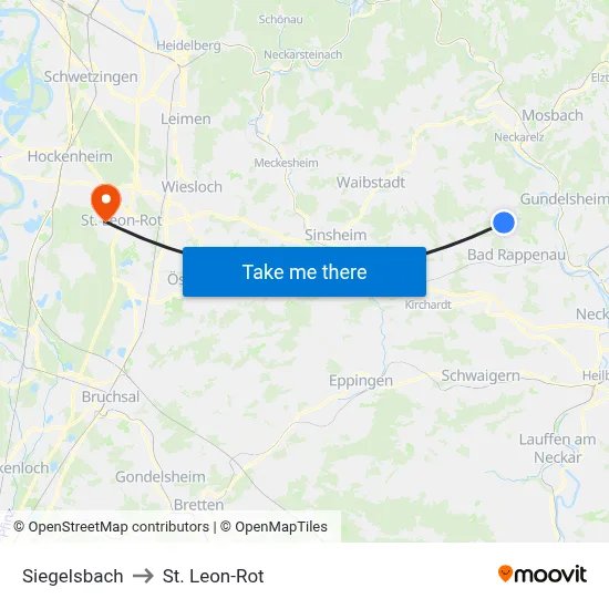 Siegelsbach to St. Leon-Rot map