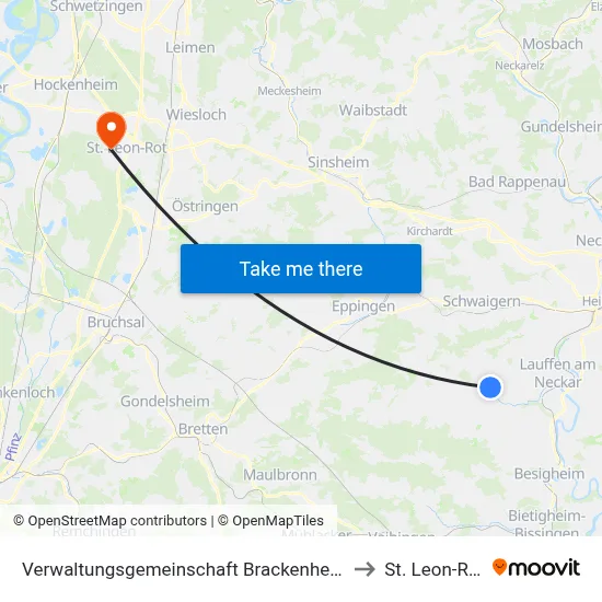 Verwaltungsgemeinschaft Brackenheim to St. Leon-Rot map
