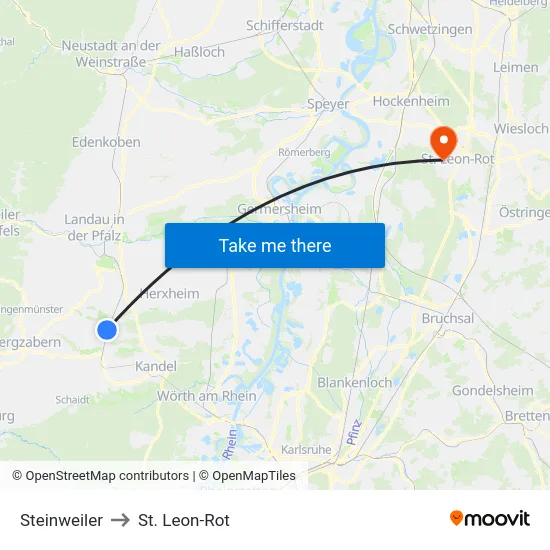 Steinweiler to St. Leon-Rot map