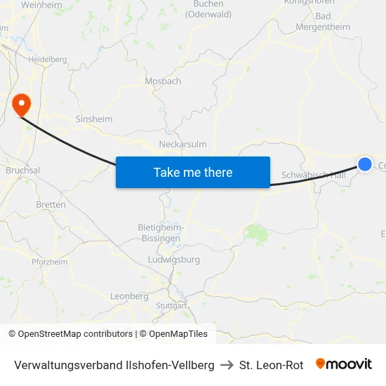 Verwaltungsverband Ilshofen-Vellberg to St. Leon-Rot map
