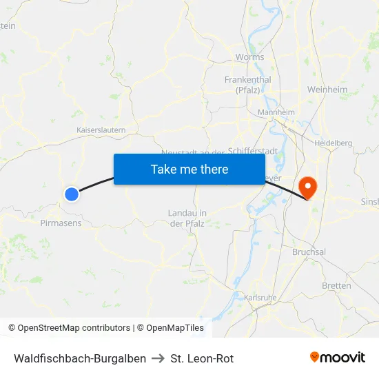 Waldfischbach-Burgalben to St. Leon-Rot map