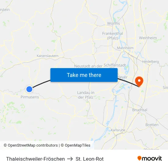 Thaleischweiler-Fröschen to St. Leon-Rot map