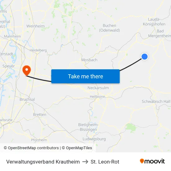 Verwaltungsverband Krautheim to St. Leon-Rot map
