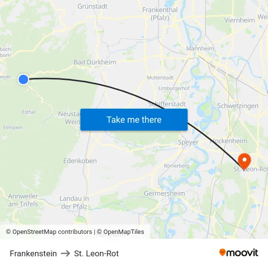 Frankenstein to St. Leon-Rot map