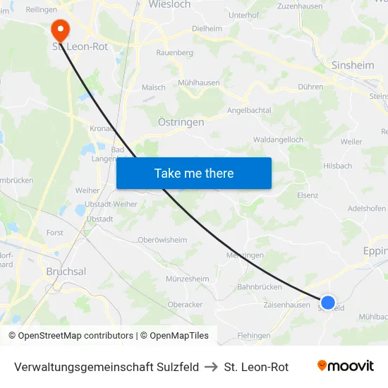 Verwaltungsgemeinschaft Sulzfeld to St. Leon-Rot map