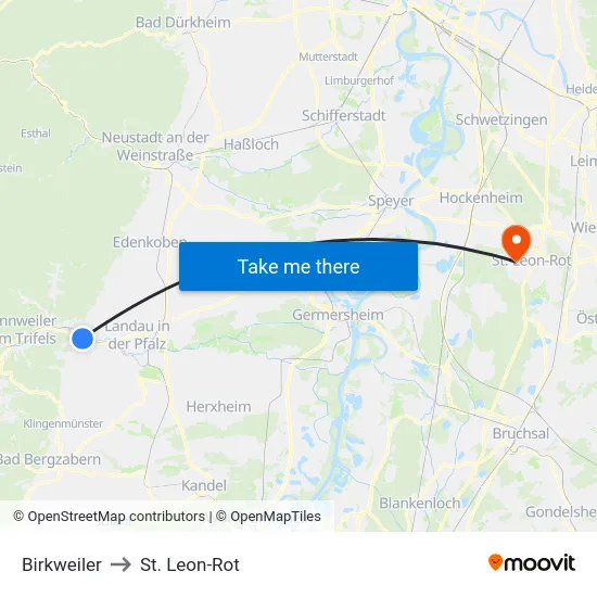 Birkweiler to St. Leon-Rot map