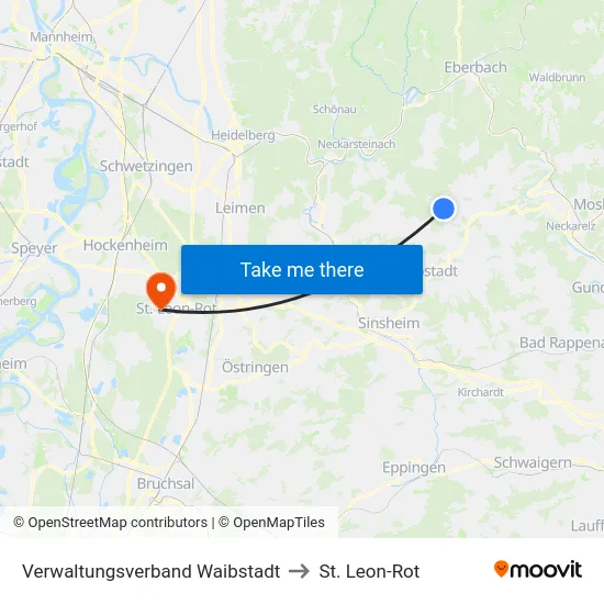 Verwaltungsverband Waibstadt to St. Leon-Rot map