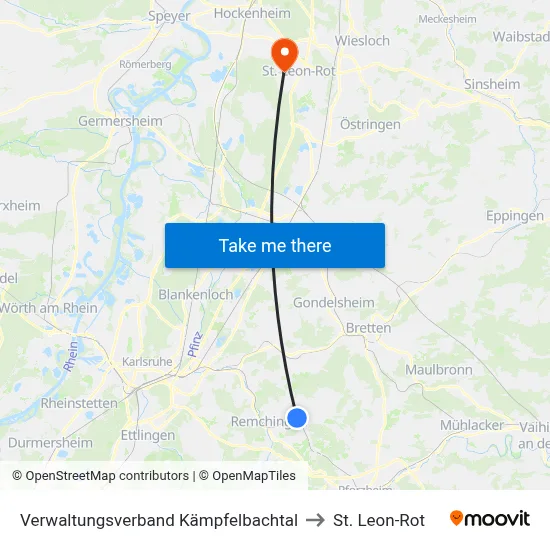 Verwaltungsverband Kämpfelbachtal to St. Leon-Rot map