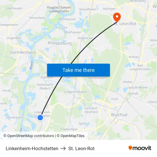 Linkenheim-Hochstetten to St. Leon-Rot map