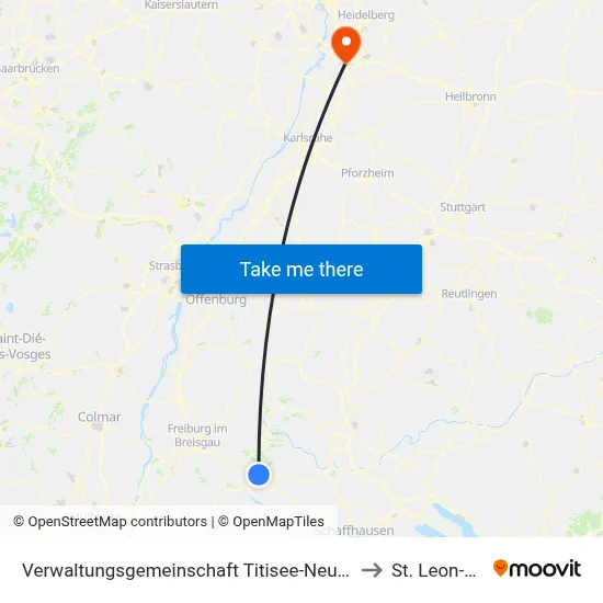 Verwaltungsgemeinschaft Titisee-Neustadt to St. Leon-Rot map