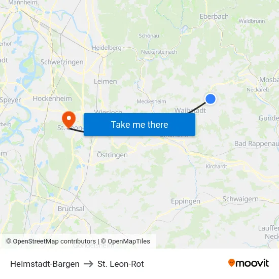 Helmstadt-Bargen to St. Leon-Rot map