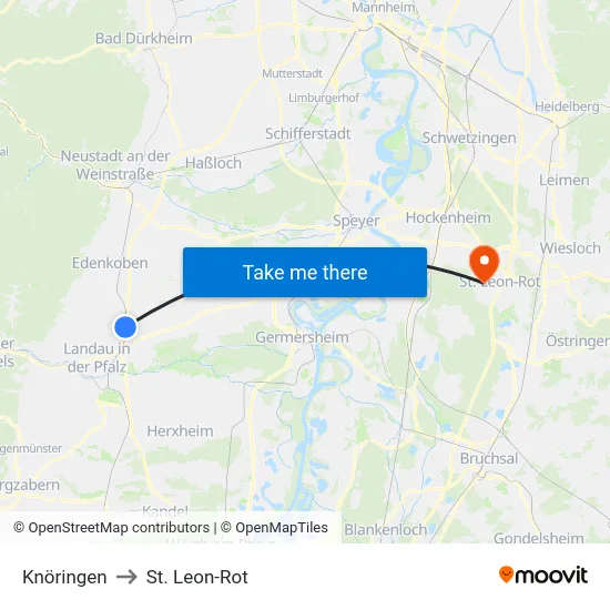Knöringen to St. Leon-Rot map