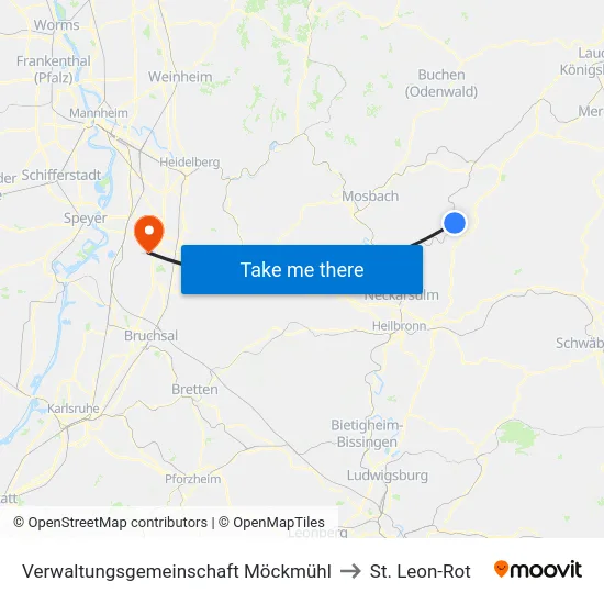 Verwaltungsgemeinschaft Möckmühl to St. Leon-Rot map