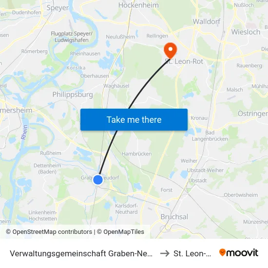 Verwaltungsgemeinschaft Graben-Neudorf to St. Leon-Rot map