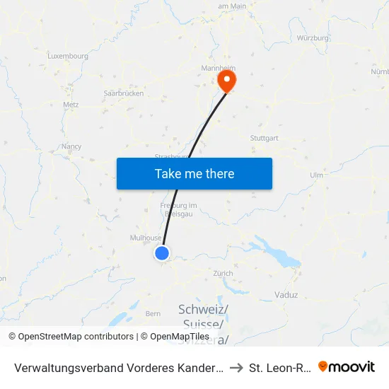 Verwaltungsverband Vorderes Kandertal to St. Leon-Rot map