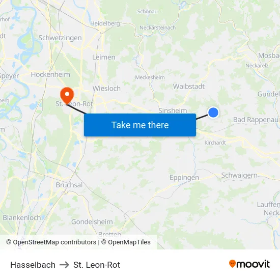 Hasselbach to St. Leon-Rot map
